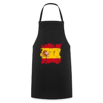Spain Flag Vintage Spanish Flag Used Look - Cooking Apron - black - Front - AI Model Male 185 dark (185cm)