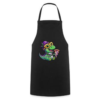 Mardi Gras T-Rex, Dinosaur Carnival, Colorful - Cooking Apron - black - Front - AI Model Male 185 dark (185cm)