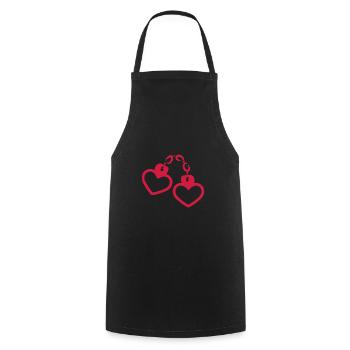 Handcuff heart - Cooking Apron - black - Front - AI Model Male 185 dark (185cm)