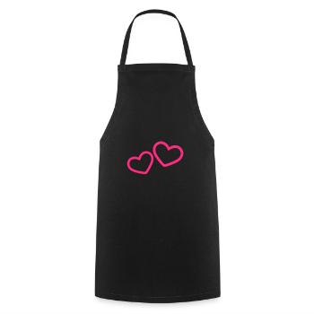Two Hearts Heart Pink - Cooking Apron - black - Front - AI Model Male 185 dark (185cm)