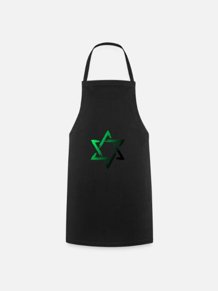Star of David Green Judaism Jewish - Cooking Apron - black