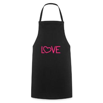 Amour coeur romantique - Tablier de cuisine - noir - Devant - AI Model Male 185 dark (185cm)