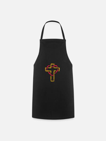 Croix symbole christianisme coeur amour - Tablier de cuisine - noir
