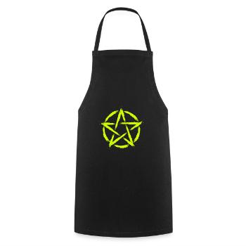 Pentagramme symbole Jaune maléfique - Tablier de cuisine - noir - Devant - AI Model Male 185 dark (185cm)