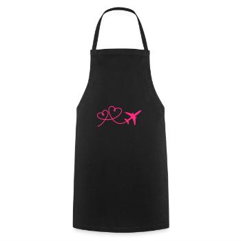 Avion avion avec coeur Rose - Tablier de cuisine - noir - Devant - AI Model Male 185 dark (185cm)