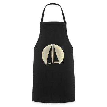 Sailboat Captain Moonlight Silhouette - Cooking Apron - black - Front - AI Model Male 185 dark (185cm)