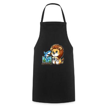 Lion in the Aquarium: Fish & Shark - Cooking Apron - black - Front - AI Model Male 185 dark (185cm)