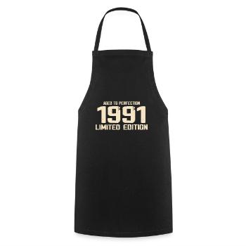 1991 Edition limitée 1991 Anniversaire 1991 Rétro - Tablier de cuisine - noir - Devant - AI Model Male 185 dark (185cm)