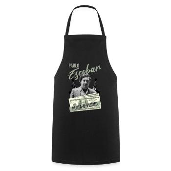 Pablo Escobar "Plata o plomo" - Cooking Apron - black - Front - AI Model Male 185 dark (185cm)
