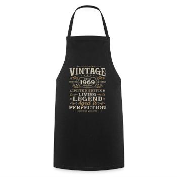 Millésime 1969 Vintage Born Cadeau d’anniversaire - Tablier de cuisine - noir - Devant - AI Model Male 185 dark (185cm)