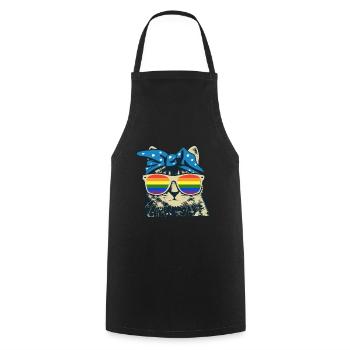 Arc en ciel de chat - Tablier de cuisine - noir - Devant - AI Model Male 185 dark (185cm)