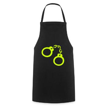 Handcuffs Yellow - Cooking Apron - black - Front - AI Model Male 185 dark (185cm)