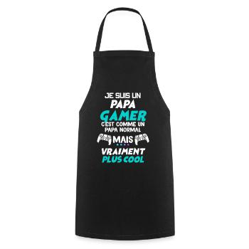Papa Et Jeux Vidéo Le Gamer Super Cool - Tablier de cuisine - noir - Devant - AI Model Male 185 dark (185cm)