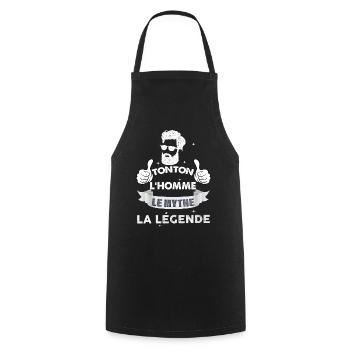 Tonton l homme le mythe la legende - Tablier de cuisine - noir - Devant - AI Model Male 185 dark (185cm)