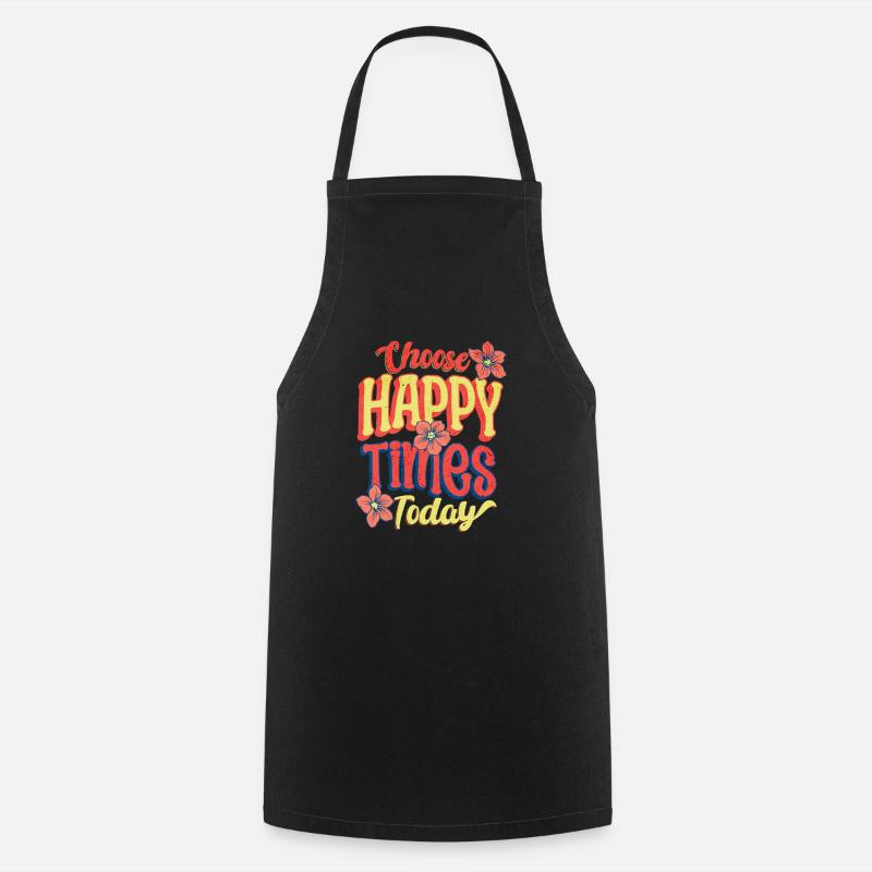 Beautiful Time Saying Retro Floral Look - Cooking Apron - black
