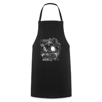 Diving Helmet Sketch Diving Retro Da Vinci - Cooking Apron - black - Front - AI Model Male 185 dark (185cm)