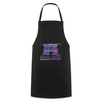 Cyberpunk Neon Beat DJ Hase - Kochschürze - Schwarz - Vorne - AI Model Male 185 dark (185cm)