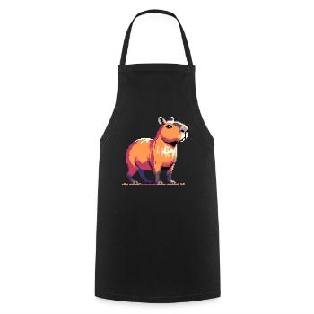 Geek Pixel Art Capybara - Cooking Apron - black - Front - AI Model Male 185 dark (185cm)