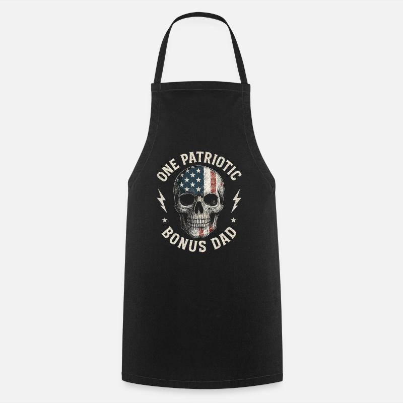 Papa bonus avec drapeau tête de mort - Tablier de cuisine - noir