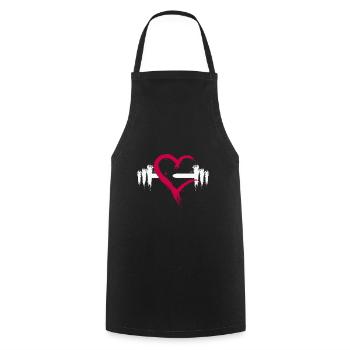 Dumbbell heart - Cooking Apron - black - Front - AI Model Male 185 dark (185cm)