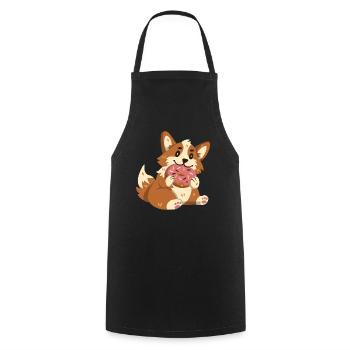 Corgi with donut - Cooking Apron - black - Front - AI Model Male 185 dark (185cm)