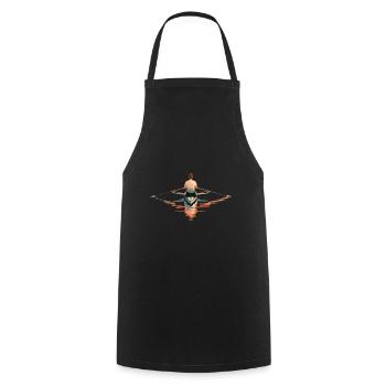 Serene Man Rowing Solo - Cooking Apron - black - Front - AI Model Male 185 dark (185cm)