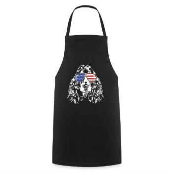 COCKER SPANIEL America Flag Glasses Dogs Wilsigns - Cooking Apron - black - Front - AI Model Male 185 dark (185cm)