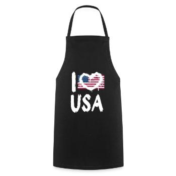 J’aime États-Unis / J’aime États-Unis Pays Pays - Tablier de cuisine - noir - Devant - AI Model Male 185 dark (185cm)