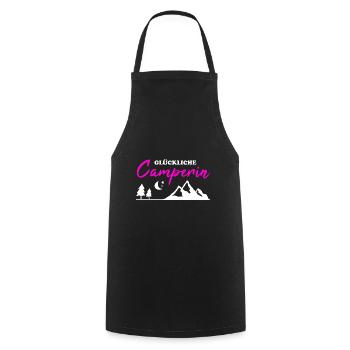Happy Camper Camping Camping Camper - Tablier de cuisine - noir - Devant - AI Model Male 185 dark (185cm)
