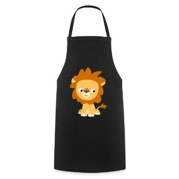 Cute Inquisitive Cartoon Lion by Cheerful Madness! - Cooking Apron - black - Front - AI Model Male 185 dark (185cm)