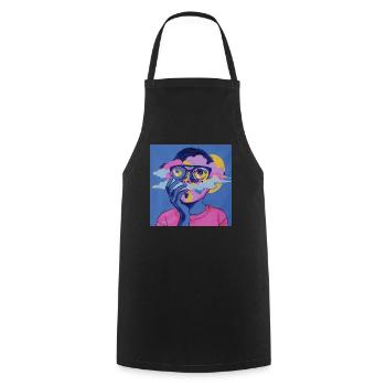 Visage psychédélique - Tablier de cuisine - noir - Devant - AI Model Male 185 dark (185cm)