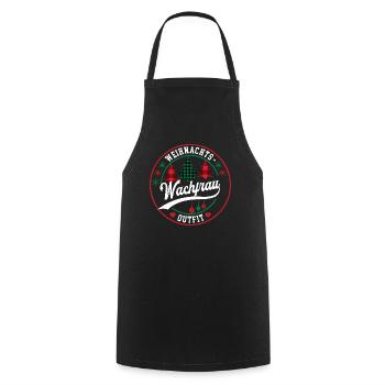 Wachfrau Weihnachten Wachdienst XMAS Outfit - Kochschürze - Schwarz - Vorne - AI Model Male 185 dark (185cm)