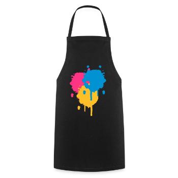 Drei bunte Farbflecken im Graffiti Stil - Kochschürze - Schwarz - Vorne - AI Model Male 185 dark (185cm)
