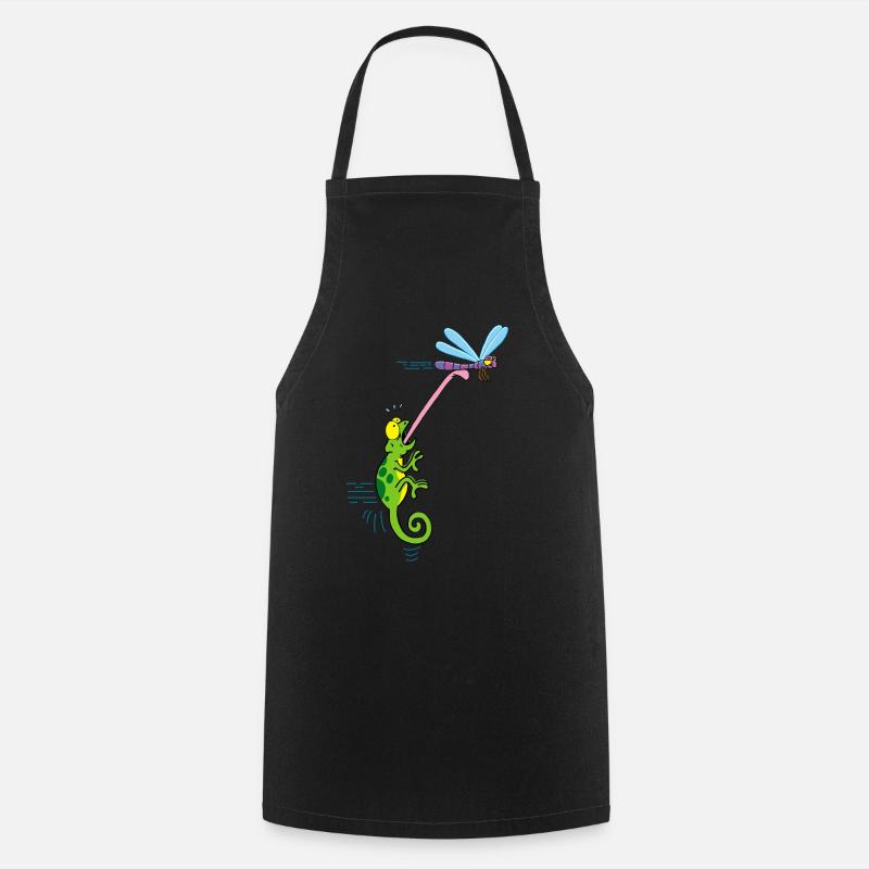 Caméléon et libellule - Tablier de cuisine - noir
