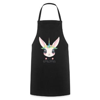 Pastel Rabbit with Floral Crown - Cooking Apron - black - Front - AI Model Male 185 dark (185cm)