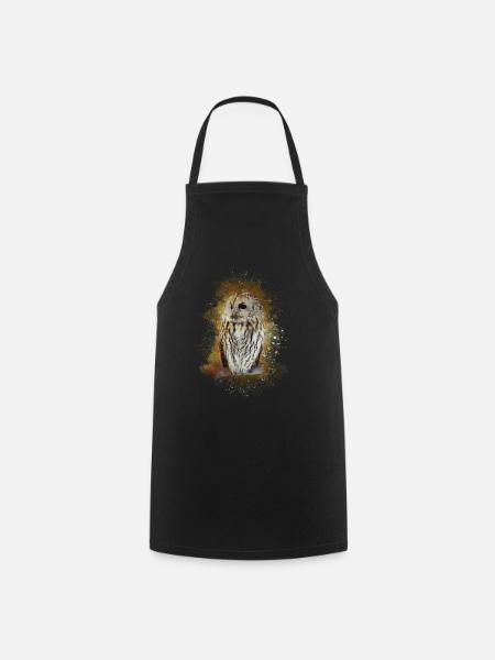 Owl with Big Eyes - Cooking Apron - black