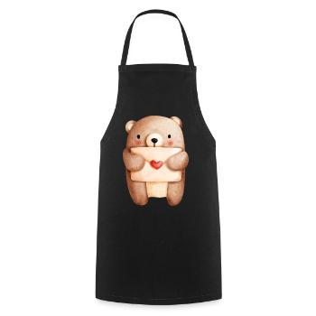 Bear in Love with Love Letter – Love Design - Cooking Apron - black - Front - AI Model Male 185 dark (185cm)