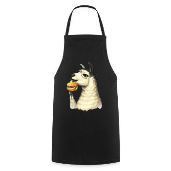 Lama mangeur de cheeseburger - Tablier de cuisine - noir - Devant - AI Model Male 185 dark (185cm)