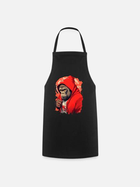 Gorilla mit rotem Hoody - Kochschürze - Schwarz