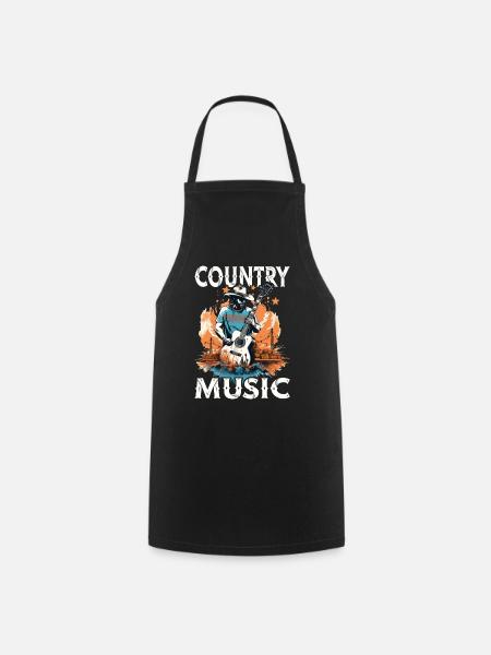 Country Musik Gitarre Gitarrist Sänger Vintage - Kochschürze - Schwarz