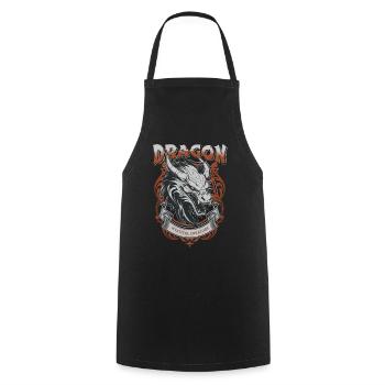 Dragon Fantasy Magic Mysticism Creature Animal Vintage - Cooking Apron - black - Front - AI Model Male 185 dark (185cm)