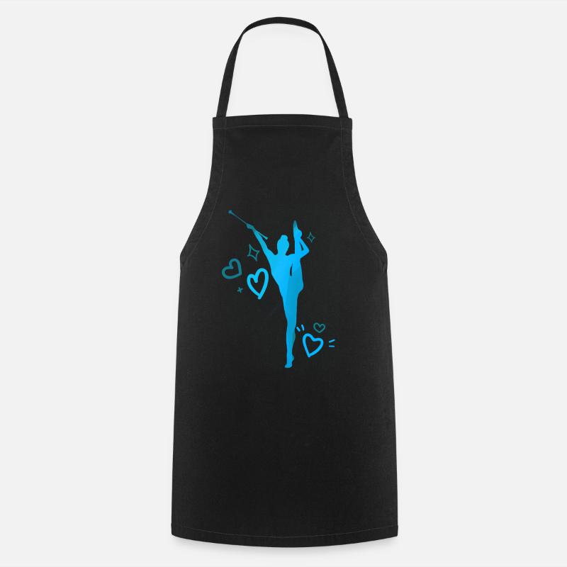 Twirleuse coeurs bleu - Tablier de cuisine - noir