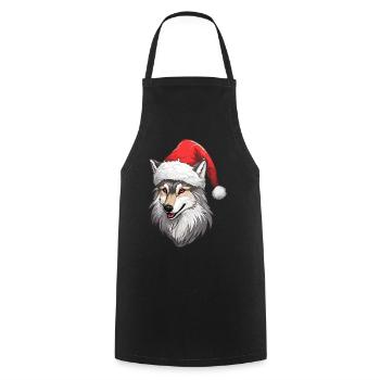 Wolf Christmas Wolves Winter Animals Forest Animals - Cooking Apron - black - Front - AI Model Male 185 dark (185cm)