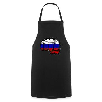 Russland Flagge Hand Faust used - Kochschürze - Schwarz - Vorne - AI Model Male 185 dark (185cm)