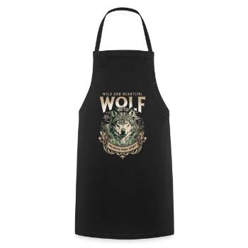 Loup tête de loup Nature nature sauvage aventure forêt Art - Tablier de cuisine - noir - Devant - AI Model Male 185 dark (185cm)