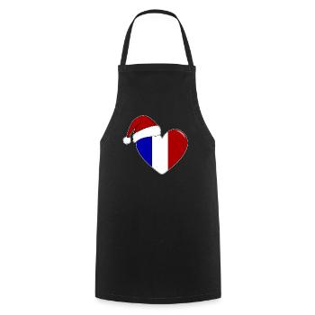 Drapeau de la France Coeur de Noël - Tablier de cuisine - noir - Devant - AI Model Male 185 dark (185cm)