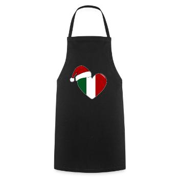 Drapeau Italie coeur de Noël - Tablier de cuisine - noir - Devant - AI Model Male 185 dark (185cm)