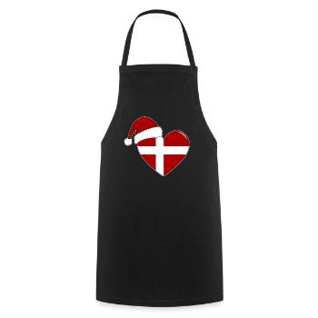 Coeur de Noël drapeau Danemark - Tablier de cuisine - noir - Devant - AI Model Male 185 dark (185cm)
