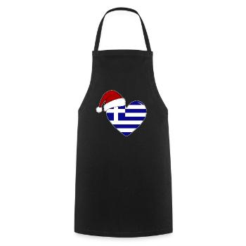 Coeur de Noël drapeau Grèce - Tablier de cuisine - noir - Devant - AI Model Male 185 dark (185cm)