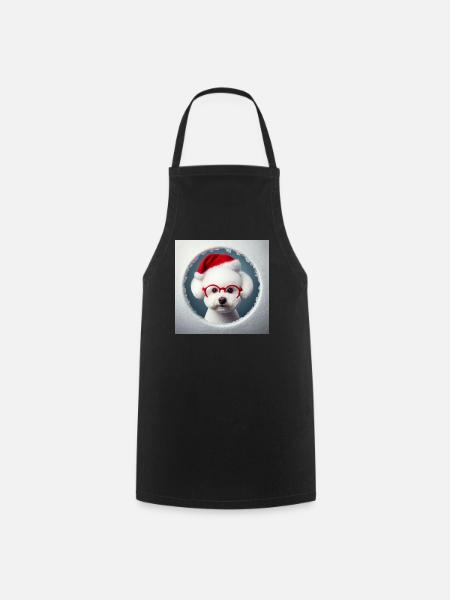 Bichon Frisé Hund als Weihnachtsmann - Kochschürze - Schwarz